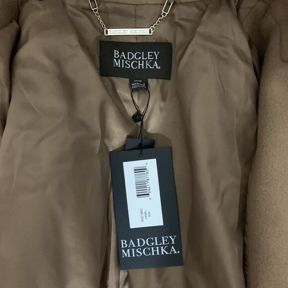 Badgley Mischa Coat Rosalie Notch Collar Camel Brown M New $268 Belted Designer - Picture 8 of 13